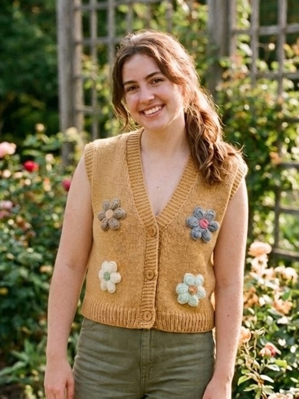 Dreamers by Debut Floral Knitted Vest - #300